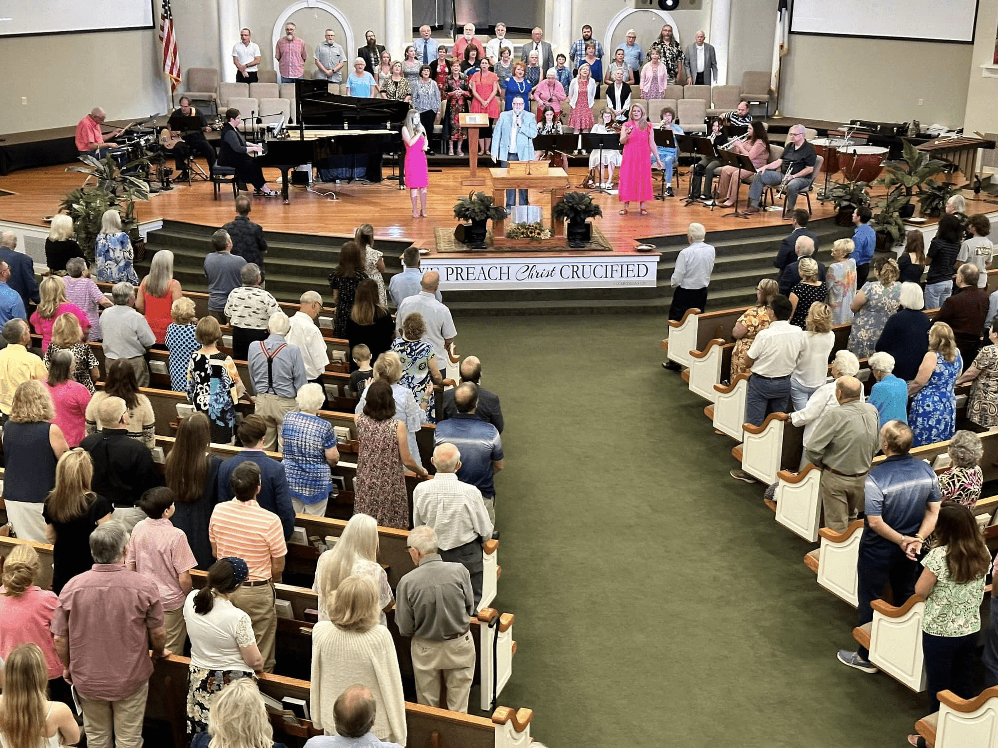 Worship team leading Sunday morning service at Burnsview